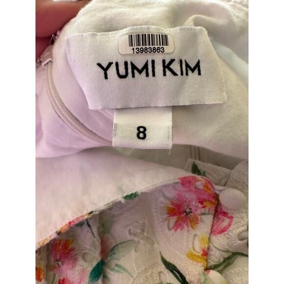 Yumi Kim Floral Eyelet Puff Sleeve Mini Dress Size 8 - Picture 8 of 13